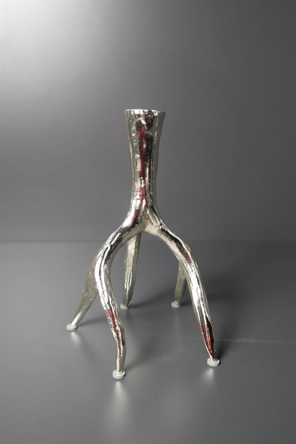 Ayakları Dallı 2'li Metal Mumluk 21 Cm Dekoratif Mum