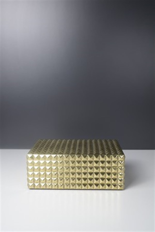 Gold Renk Dış Kaplama Mika İçi Siyah Dekoratif Kutu 22 Cm Dekoratif Kutu