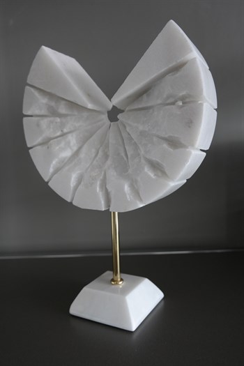 Beyaz Mermer Tabanlı Dekoratif Disk Dekoratif Obje