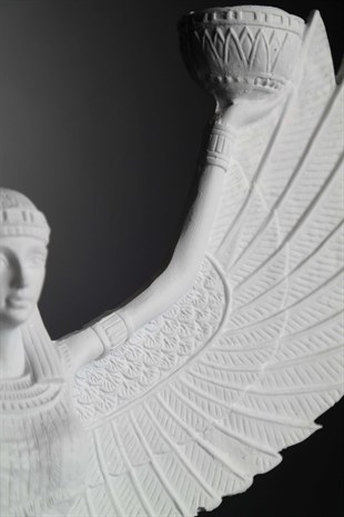 Beyaz Mısır Kraliçesi 2'li Polyresin Dekoratif Şamdan 32 Cm