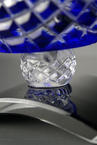 Caesar Crystal Bohemiae Mavi Kristal El Yapımı Dekoratif Vazo Küçük