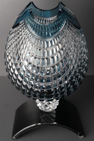 Caesar Crystal Bohemiae Turkuaz Kristal El Yapımı Dekoratif Vazo Büyük