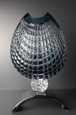 Caesar Crystal Bohemiae Turkuaz Kristal El Yapımı Dekoratif Vazo Büyük
