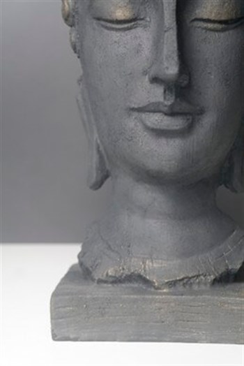 Buddha Temalı Kadın Büst Füme Eskitme Özel El Yapımı 40 Cm Obje & Biblo
