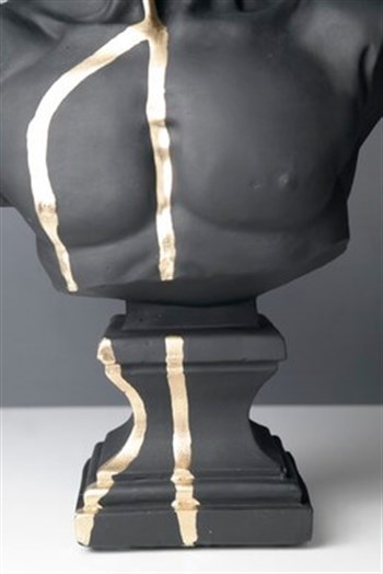 David Büst Siyah Gold Detaylı Kaideli Polyresin 43 Cm Obje & Biblo