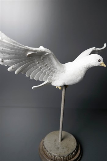Dekoratif Beyaz Güvercin Biblosu 29 Cm