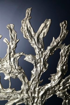 El Yapımı Dekoratif Obje Gri Mermer Kaideli Gold Metal Pirinç Gövde Ağaç Temalı Obje & Biblo