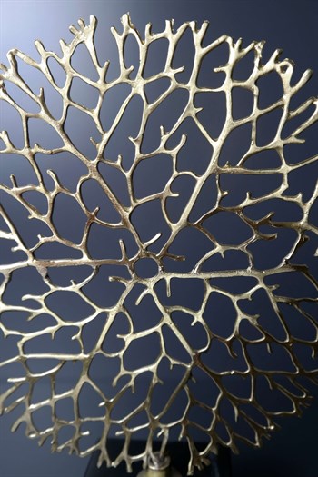 El Yapımı Dekoratif Obje Siyah Cam Kaideli Gold Pirinç Metal Hayat Ağacı 31 Cm Dekoratif Obje