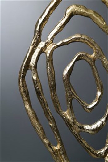 El Yapımı Dekoratif Obje Siyah Mermer Kaideli Gold Pirinç Metal Gringo Dalga Obje & Biblo
