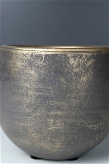 Gold Eskitme Detaylı Kahverengi Seramik Küçük Boy Saksı 12 Cm Dekoratif Saksı