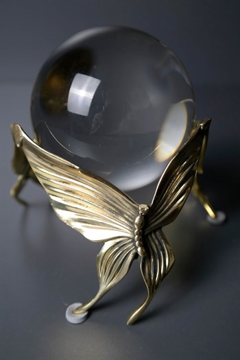Gold Kelebek Figürlü Kristal Küre 11 Cm Dekoratif Obje