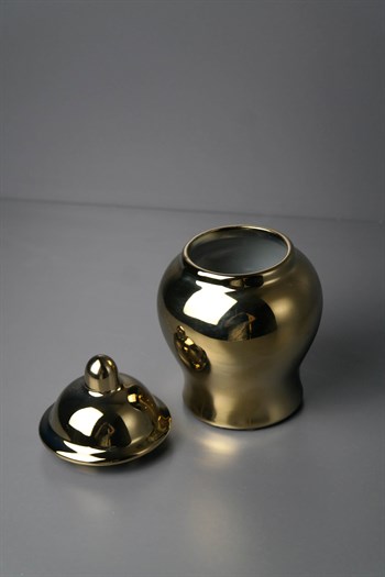 Gold Renk Minyatür Dekoratif Seramik Küp 16 Cm Dekoratif Küp