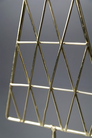 Gold Üçgen Tasarımlı Mermer Kaideli Metal Dekoratif Obje V2