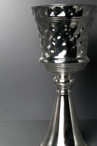 Gümüş Ayaklı Metal Vazo 32 Cm