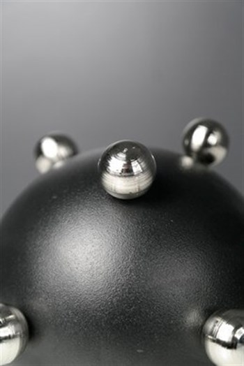 Gümüş Detaylı Siyah Metal Küre Dekoratif Obje Küçük 15 Cm Obje & Biblo