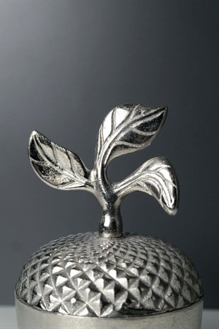 Gümüş Kapaklı Elma Dekoru Büyük 20 Cm Dekoratif Ev Aksesuarları