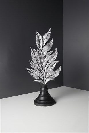 Gümüş Renk Antik Dekoratif Yaprak Objesi 18cmx37cmx10cm