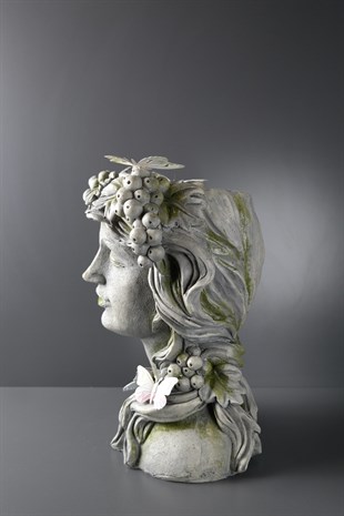 Kadın Model Kelebek ve Çiçek Detaylı Dekoratif Vazo 37 Cm