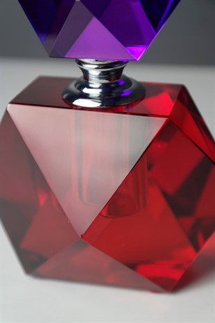 Kırmızı Mor Şeffaf Cam Esans İçin Dekoratif Parfüm Şişesi 13 Cm Dekoratif Ev Aksesuarları