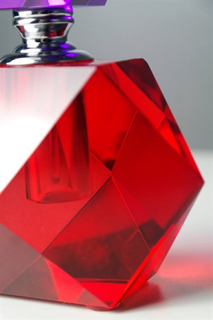 Kırmızı Mor Şeffaf Cam Esans İçin Dekoratif Parfüm Şişesi 13 Cm Dekoratif Ev Aksesuarları