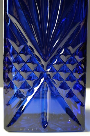 Mavi Cam Dekoratif Kristal Kapaklı Şişe 27 Cm