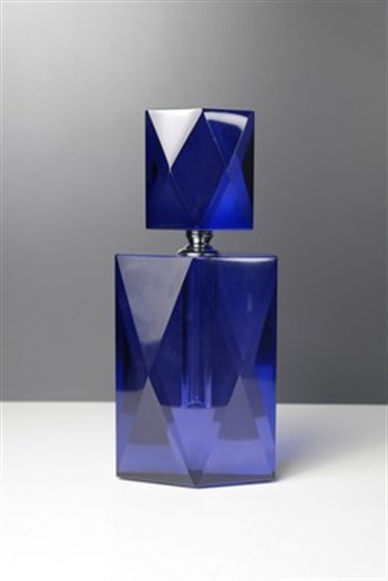Mavi Kristal Cam Dekoratif Parfüm Şişesi 19 Cm Dekoratif Şişe