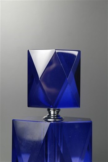 Mavi Kristal Cam Dekoratif Parfüm Şişesi 24 Cm Dekoratif Şişe