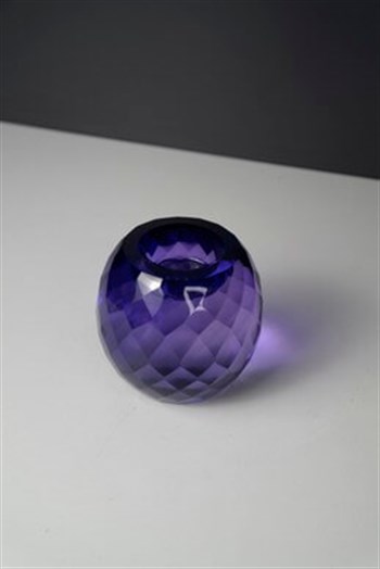 Mavi Kristal Cam Küre Tealiht Dekoratif Mumluk Şamdan & Mumluk