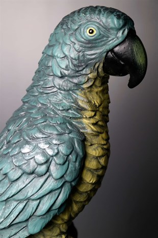 Mavi Papağan Standlı Dekoratif Biblo 46 Cm