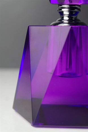 Mor Şeffaf Cam Esans İçin Dekoratif Parfüm Şişesi 13 Cm