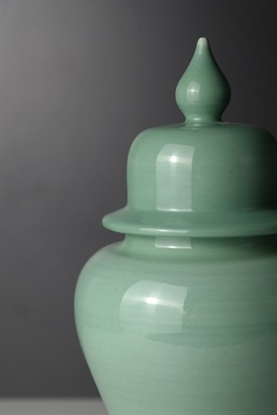 Seramik Su Yeşili Uzun Minyatür Küp 24 Cm Dekoratif Ev Aksesuarları