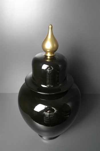 Siyah Gold Kapaklı Şah Küp 48cn Dekoratif Küp