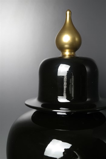 Siyah Gold Kapaklı Şah Küp 48cn Dekoratif Küp
