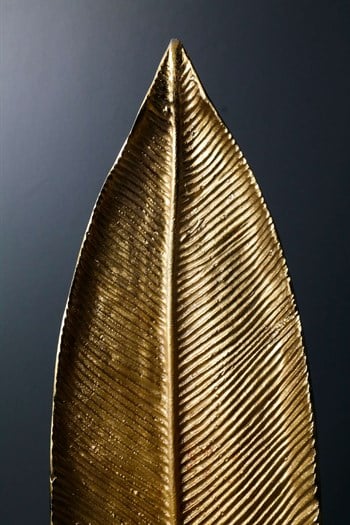 Siyah Mermer Kaideli Gold Yaprak Metal Dekoratif Obje 46 Cm Dekoratif Obje