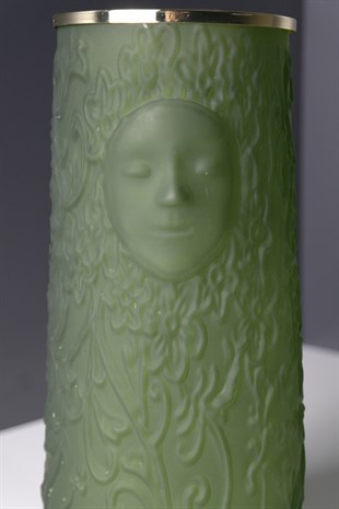 Yeşil Maskeli Gold Kapaklı Vazo 25 Cm