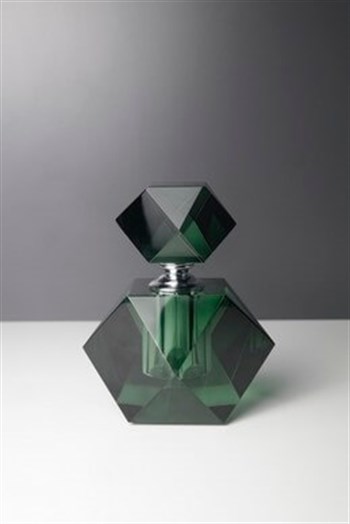 Yeşil Şeffaf Cam Esans İçin Dekoratif Parfüm Şişesi 17 Cm Dekoratif Şişe